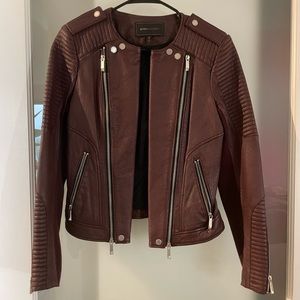 BCBGMAXAZRIA Burgundy 100% Leather Jacket